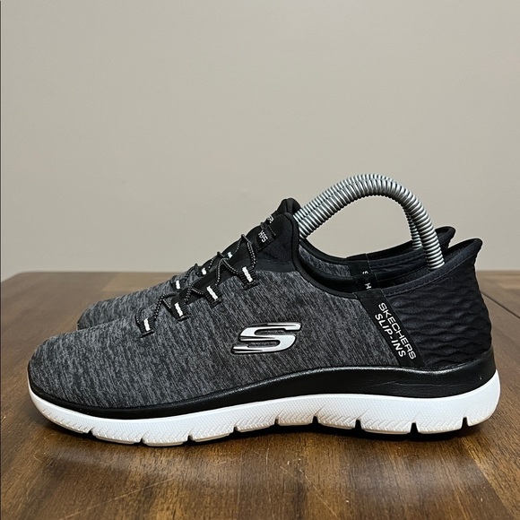 Skechers Black and White Summit Women's Slip-in Sneakers Comfy Athletic Running - Picture 5 of 11